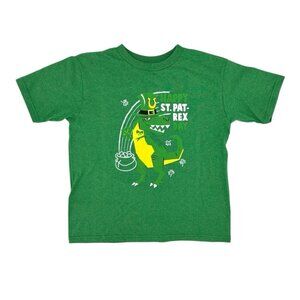 St Patrick’s Day Boys Dino T-Shirt Sz 7-8 Tee Green Happy St Pat-Rex Day Irish